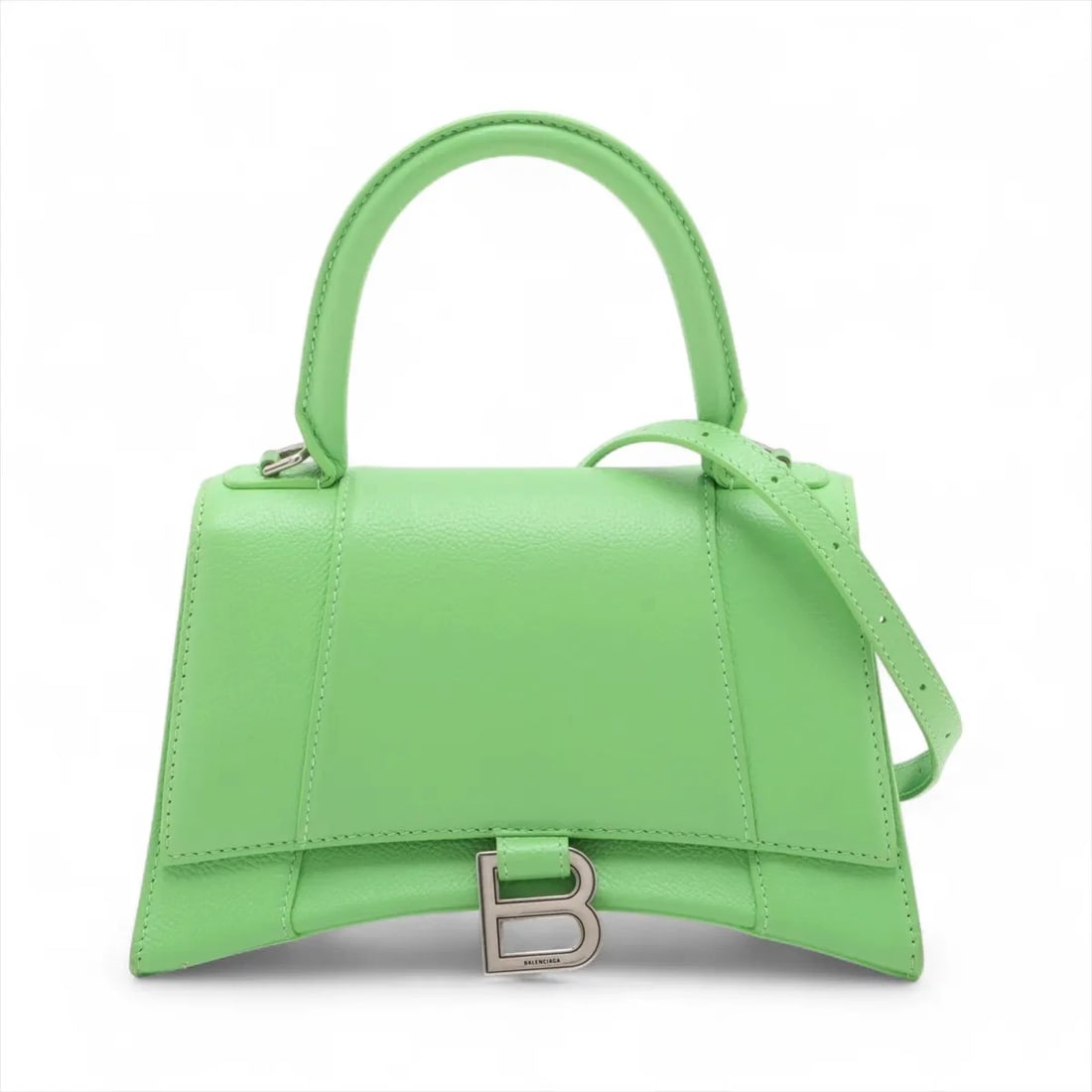 BALENCIAGA HOURGLASS LEATHER 2 WAY HANDBAG GREEN (1 of 6)