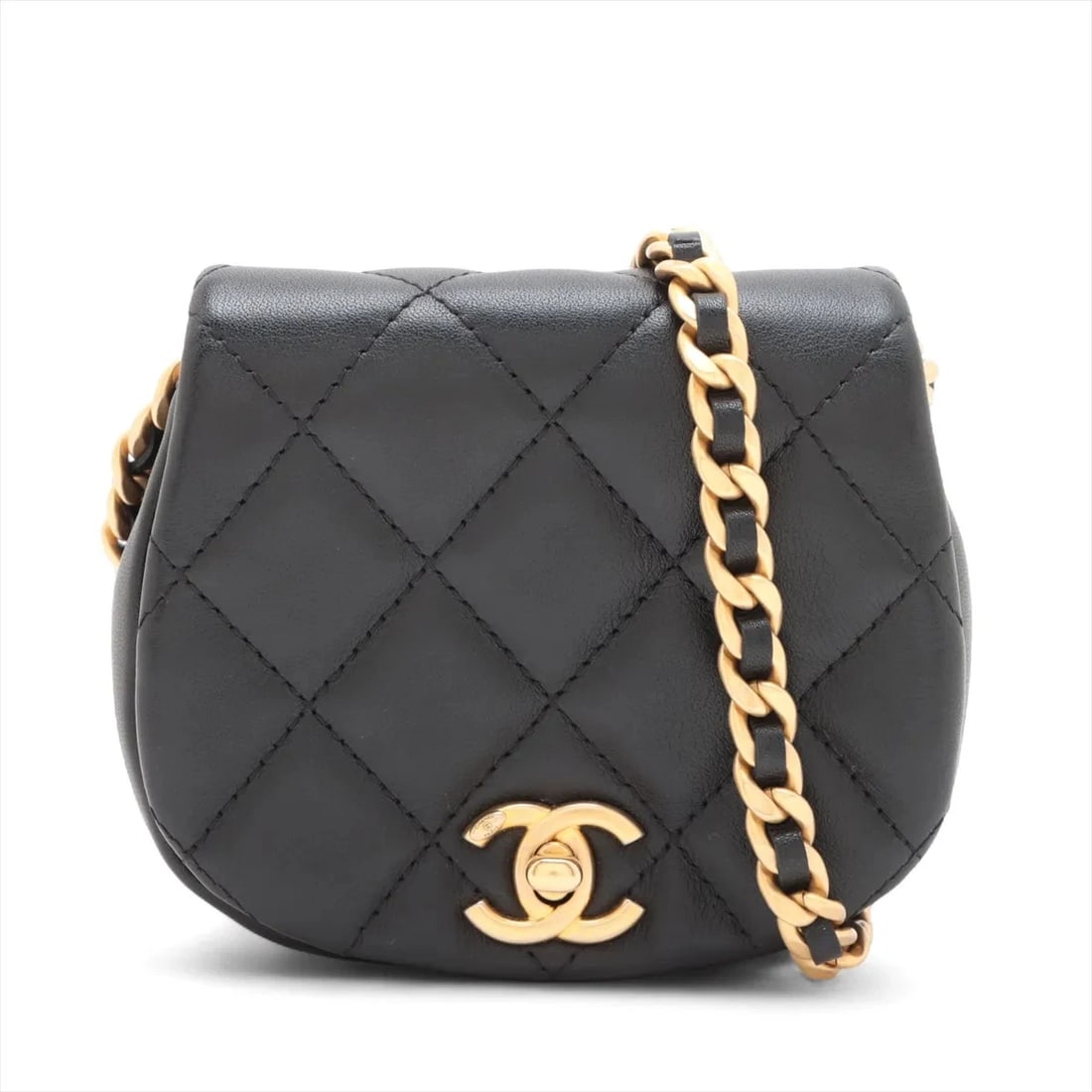 CHANEL MATELASSE LAMBSKIN CHAIN SHOULDER BAG BLACK: Chanel Matelasse Lambskin Chain Shoulder Bag Black Brand: Chanel Type/Style: Shoulder bag Material: Lambskin Color: Black Size: Height:3.9inchLength:4.3inchDepth:1.2inch Accessories: None