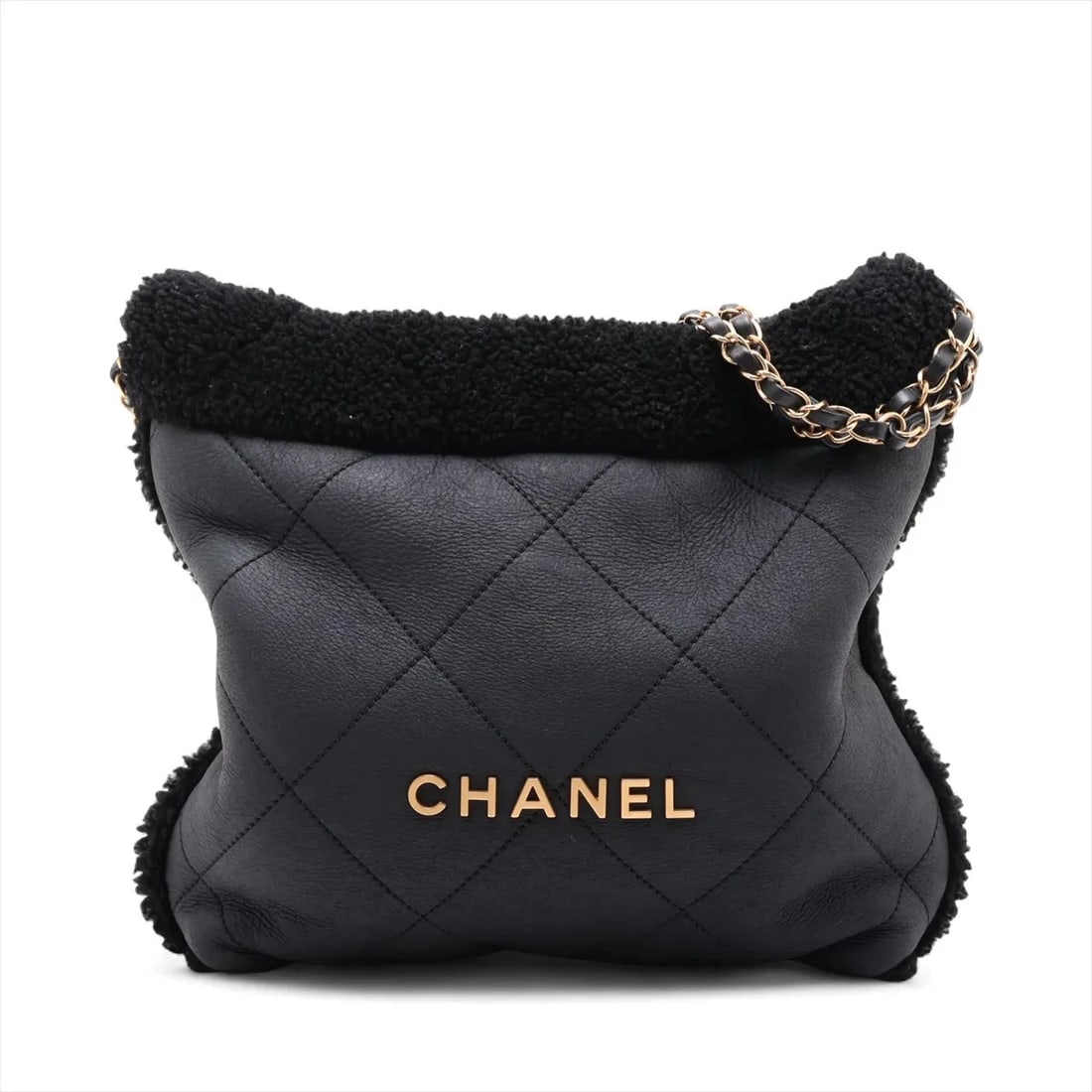 CHANEL CHANEL 22 SMALL SHEARING AGED LAMBSKIN CHAIN SHOULDER BAG: Chanel Chanel 22 Small Shearing Aged Lambskin Chain Shoulder Bag Brand: Chanel Type/Style: Shoulder bag Material: Shearing Aged Lambskin Color: Black Size: Height:12.8inchLength:11.8inchDepth:3.3inch 