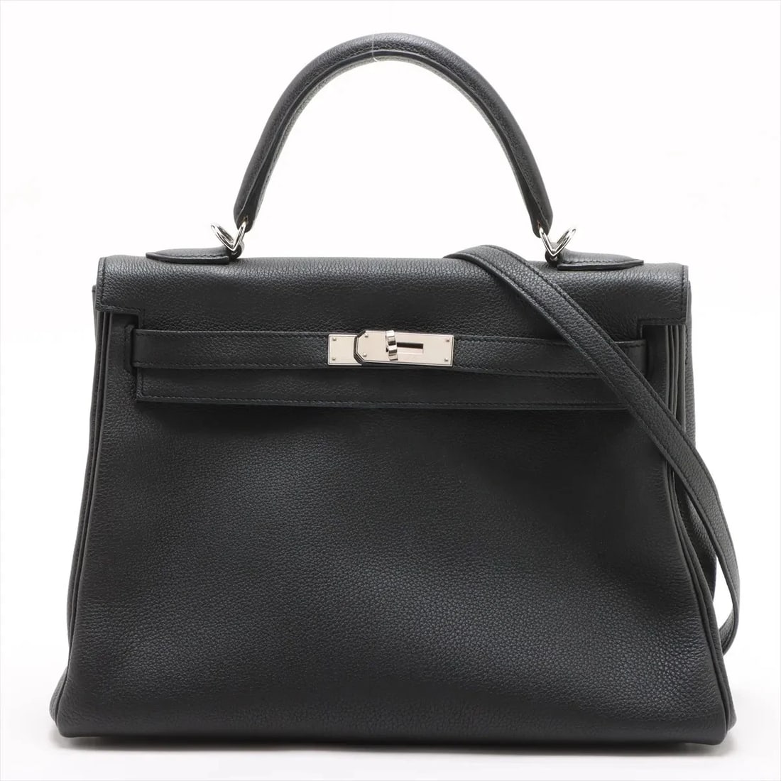HERMES KELLY 32 LE TOURNAY TOGO BLACK SILVER METAL: Hermes Kelly 32 Le Tournay Togo Black Silver Metal Brand: Hermes Type/Style: Hand bag Material: Togo Color: Black Size: Height:8.7inchLength:12.6inchDepth:4.5inch Accessories: None Accesso
