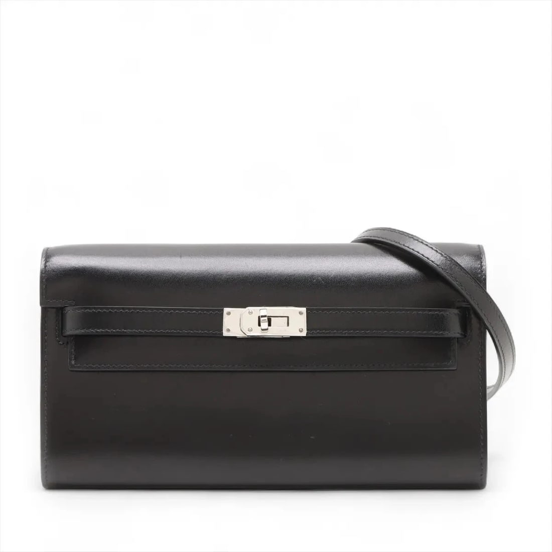 HERMES KELLY WALLET TOGO BOX CALF BLACK SILVER: Hermes Kelly Wallet Togo Box calf Black Silver Brand: Hermes Type/Style: Shoulder bag Material: Box calf Color: Black Size: Height:4.3inchLength:8.1inchDepth:1.0inch Accessories: None Acce
