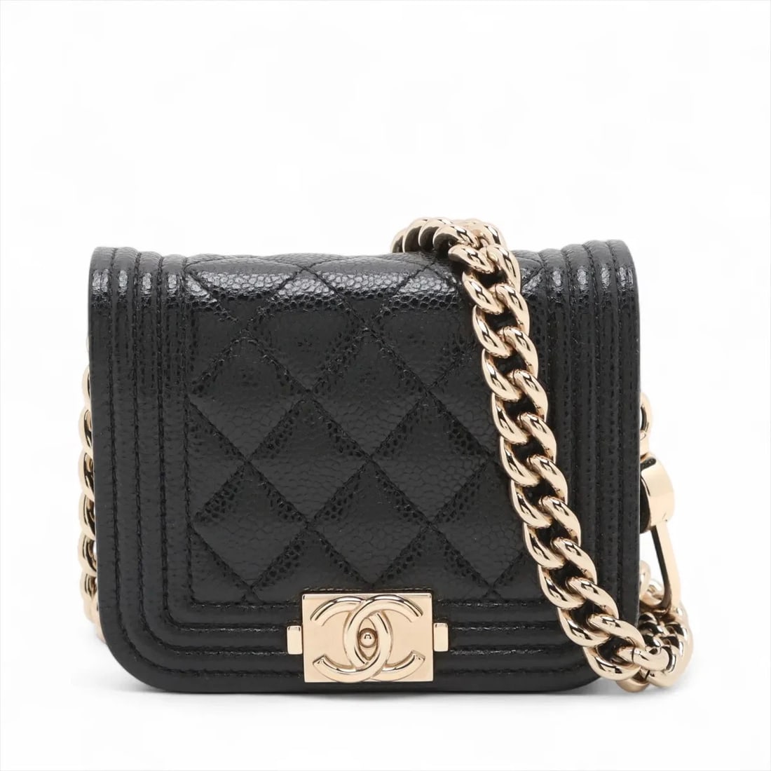 CHANEL BOY CHANEL GRAINED CALFSKIN WAIST BAG BLACK (1 of 5)