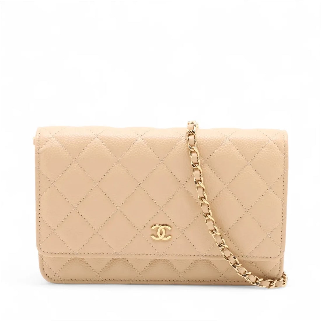 CHANEL MATELASSE CAVIAR SKIN CHAIN WALLET BEIGE: Chanel Matelasse Caviar Skin Chain Wallet Beige Brand: Chanel Type/Style: Shoulder bag Material: Caviar Skin Color: Beige Size: Height:4.7inchLength:7.5inchDepth:1.2inch Accessories: None
