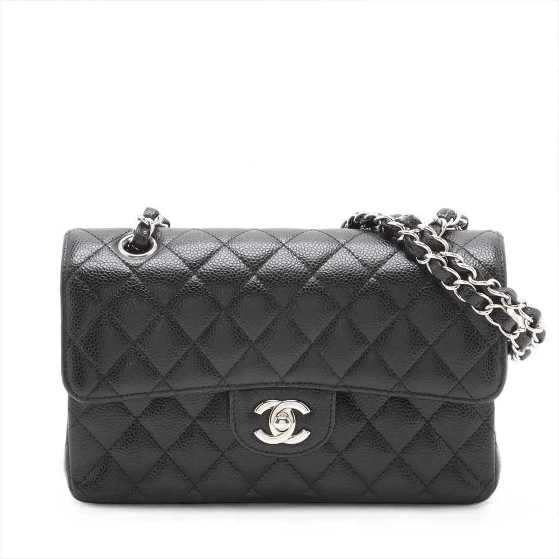 CHANEL MATELASSE 23 SMALL GRAINED CALFSKIN CHAIN BAG BLACK: Chanel Matelasse 23 Small Grained Calfskin Chain Bag Black Brand: Chanel Type/Style: Shoulder bag Material: Caviar Skin Color: Black Size: Height:5.5inchLength:8.9inchDepth:2.4inch Accessories: No