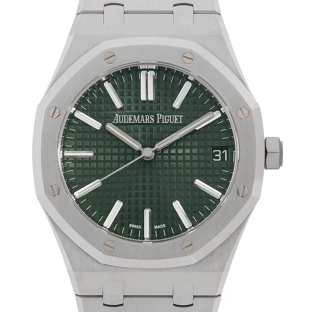 AUDEMARS PIGUET ROYAL OAK AUTOMATIC WATCH: AUDEMARS PIGUET Royal Oak Automatic Watch Brand: AUDEMARS PIGUET Type/Style: Wrist watch Material: Band Material Stainless Steel, Case Material Stainless Steel Color: Dial Color Green Size: Case:W41mm