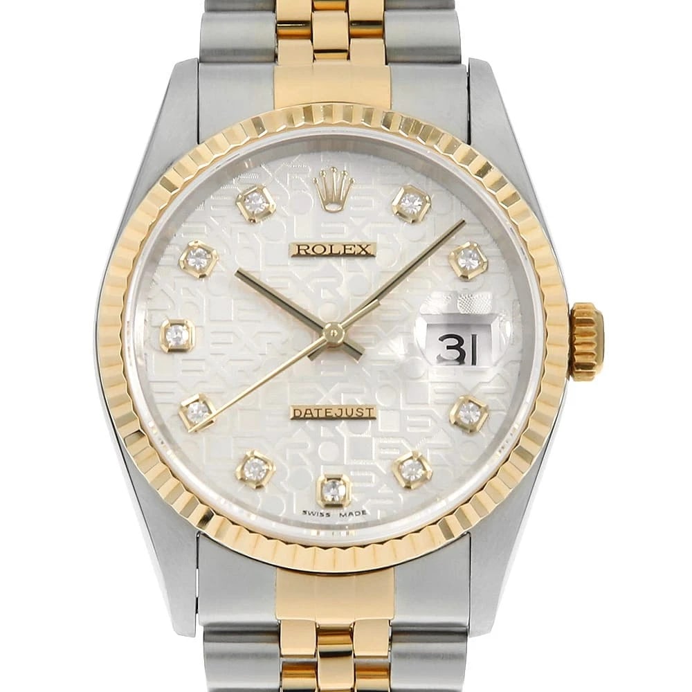 ROLEX DATEJUST DIAMOND SILVER CARVING COMPUTER WATCH (1 of 3)