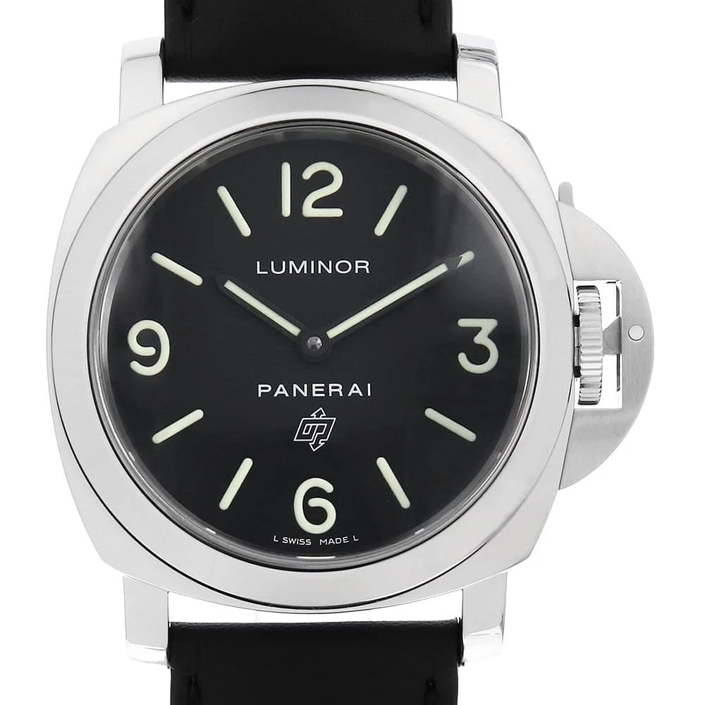 PANERAI LUMINOL STAINLESS STEEL WATCH: PANERAI Luminol Stainless Steel Watch Brand: PANERAI Type/Style: Wrist watch Material: Band Material Calfskin, Case Material Stainless Steel Color: Dial Color Black Size: Case:W44mm Accessories: None