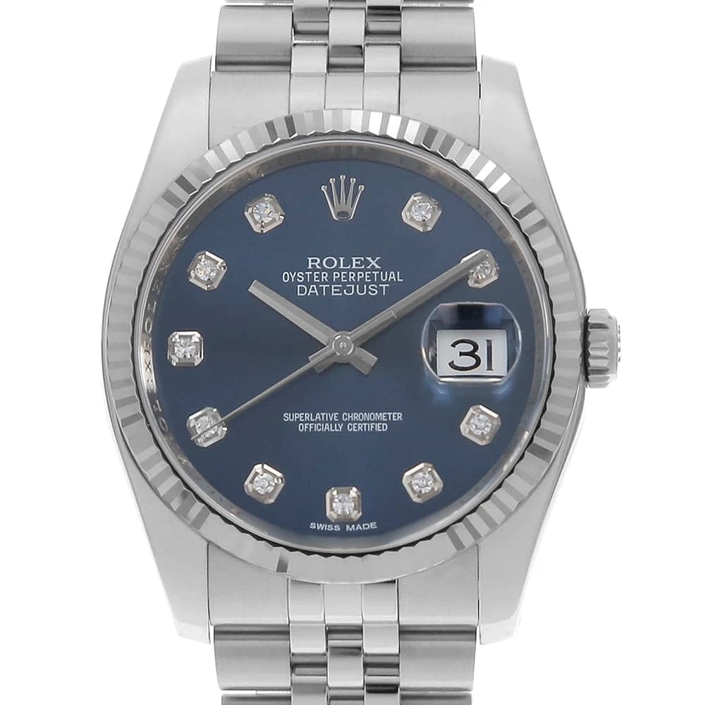 ROLEX DATEJUST DIAMOND BLUE JUBILEE BRACELET WATCH: ROLEX Datejust Diamond blue jubilee bracelet Watch Brand: ROLEX Type/Style: Wrist watch Material: Band Material Stainless Steel, Case Material Stainless Steel Color: Dial Color Blue Size: Case:W36mm C