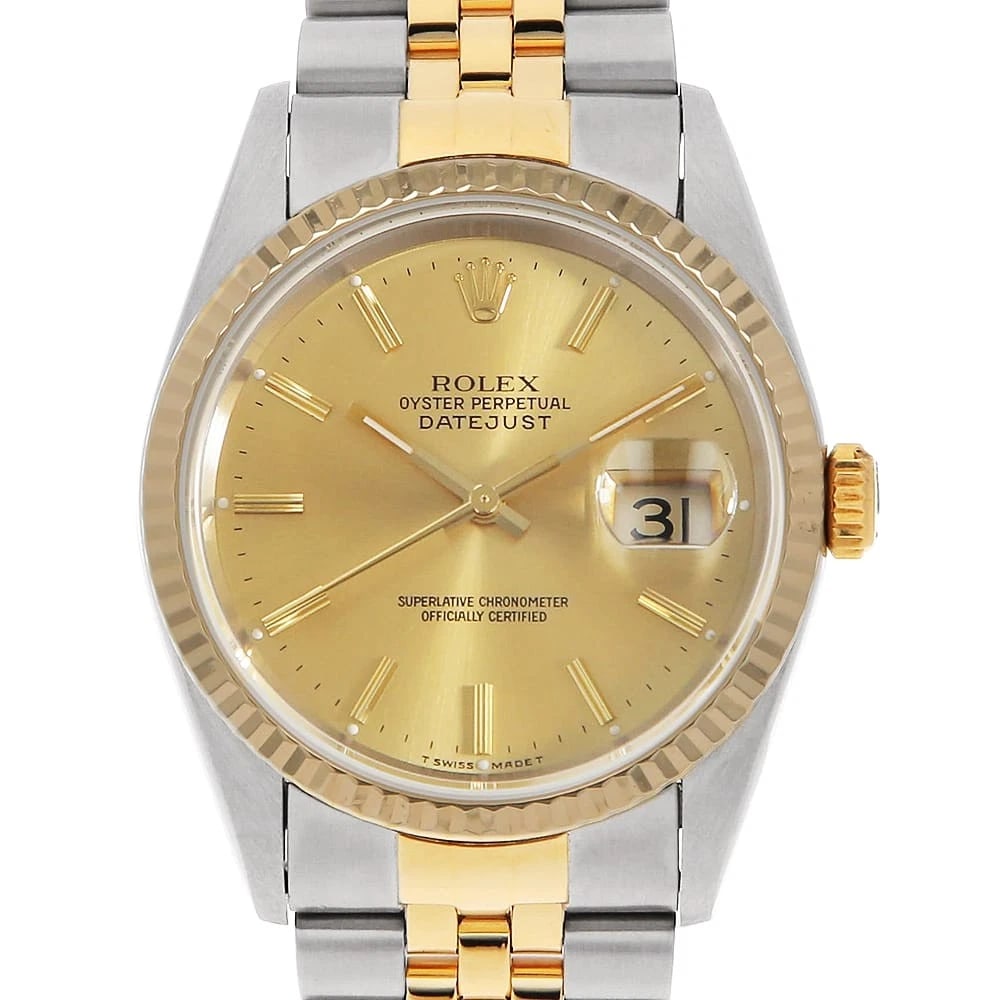 ROLEX DATEJUST CHAMPAGNE WATCH: ROLEX Datejust Champagne Watch Brand: ROLEX Type/Style: Wrist watch Material: Band Material Stainless Steel/Yellow Gold, Case Material Stainless Steel/Yellow Gold Color: Dial Color Champagne Gold Size