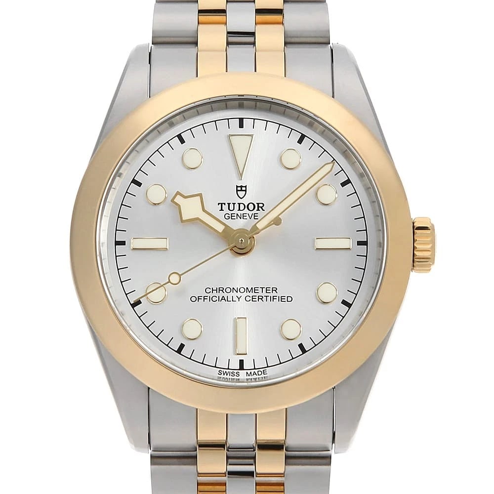 TUDOR BLACK WATCH: TUDOR Black Watch Brand: TUDOR Type/Style: Wrist watch Material: Band Material Stainless Steel/Yellow Gold, Case Material Stainless Steel/Yellow Gold Color: Dial Color Silver Size: Case:W39mm Circumfe