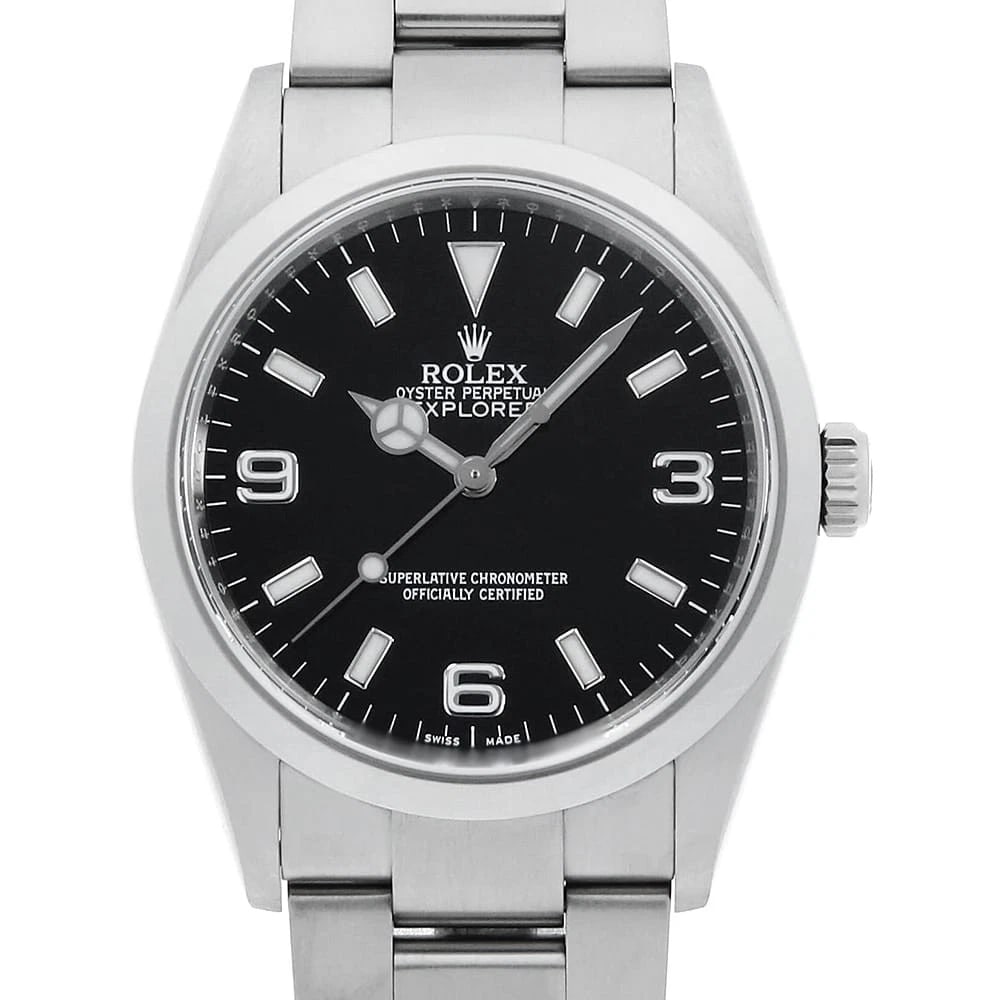 ROLEX EXPLORER BLACK WATCH: ROLEX Explorer black Watch Brand: ROLEX Type/Style: Wrist watch Material: Band Material Stainless Steel, Case Material Stainless Steel Color: Dial Color Black Size: Case:W36mm Circumference of