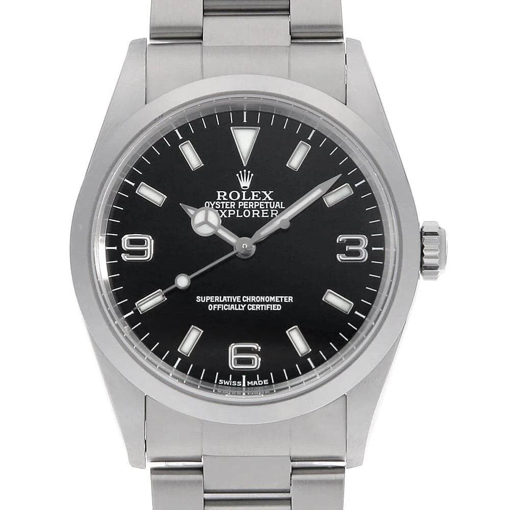 ROLEX EXPLORER BLACK WATCH: ROLEX Explorer black Watch Brand: ROLEX Type/Style: Wrist watch Material: Band Material Stainless Steel, Case Material Stainless Steel Color: Dial Color Black Size: Case:W36mm Circumference of Wrist:1