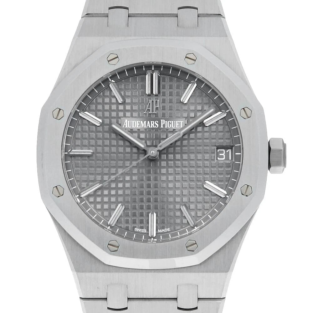 AUDEMARS PIGUET ROYAL OAK AUTOMATIC WATCH: AUDEMARS PIGUET Royal Oak Automatic Watch Brand: AUDEMARS PIGUET Type/Style: Wrist watch Material: Band Material Stainless Steel, Case Material Stainless Steel Color: Dial Color Gray Size: Case:W41mm 