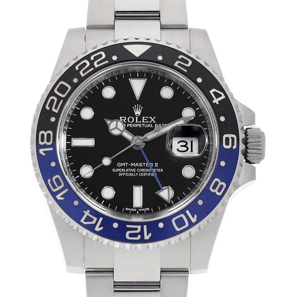 ROLEX GMT MASTER BLACK WATCH: ROLEX GMT Master black Watch Brand: ROLEX Type/Style: Wrist watch Material: Band Material Stainless Steel, Case Material Stainless Steel Color: Dial Color Black Size: Case:W40mm Circumference of Wrist