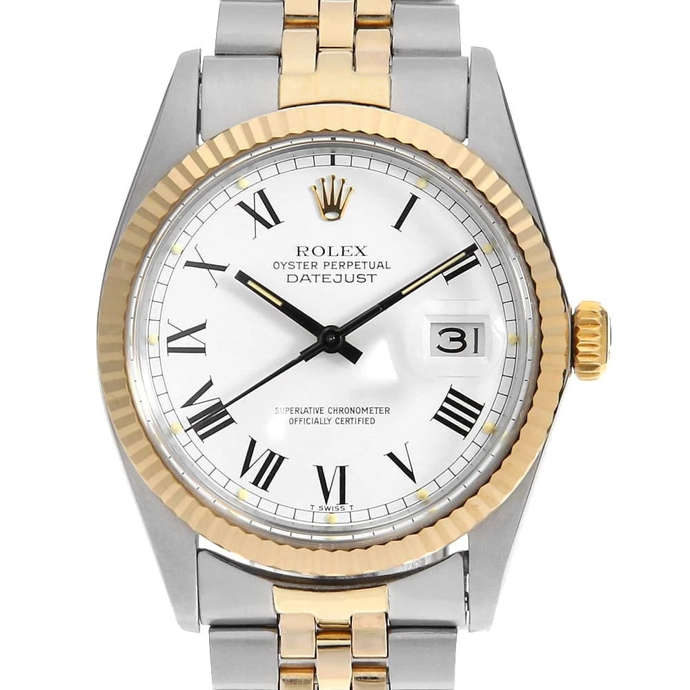 ROLEX DATEJUST WHITE WATCH: ROLEX Datejust white Watch Brand: ROLEX Type/Style: Wrist watch Material: Band Material Stainless Steel/Yellow Gold, Case Material Stainless Steel/Yellow Gold Color: Dial Color White Size: Case:W36mm 