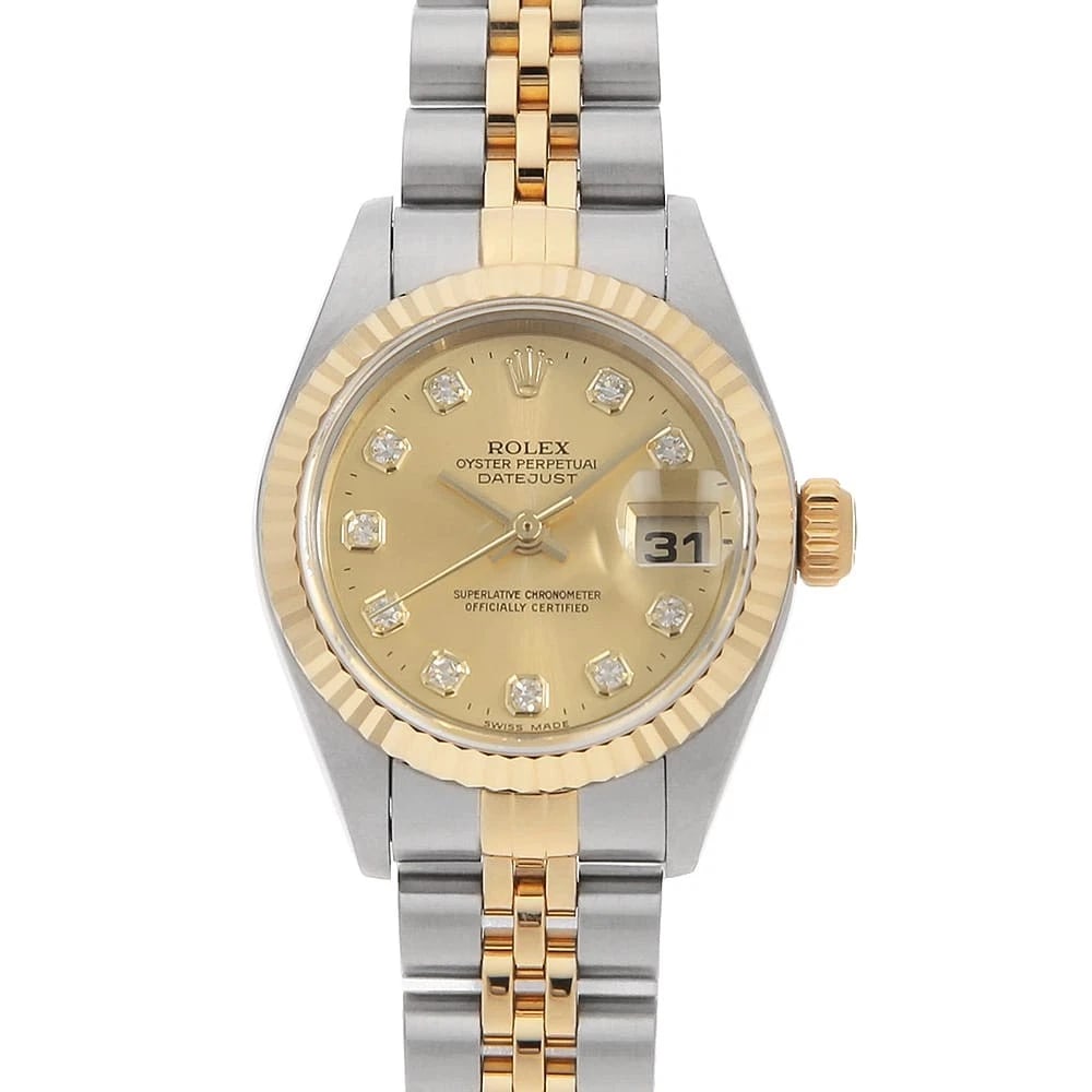 ROLEX DATEJUST DIAMOND CHAMPAGNE WATCH: ROLEX Datejust Diamond Champagne Watch Brand: ROLEX Type/Style: Wrist watch Material: Band Material Stainless Steel/Yellow Gold, Case Material Stainless Steel/Yellow Gold Color: Dial Color Champagne G