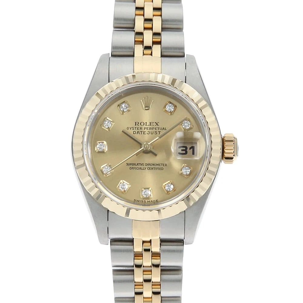 ROLEX DATEJUST DIAMOND CHAMPAGNE WATCH: ROLEX Datejust Diamond Champagne Watch Brand: ROLEX Type/Style: Wrist watch Material: Band Material Stainless Steel/Yellow Gold, Case Material Stainless Steel/Yellow Gold Color: Dial Color Champagne G