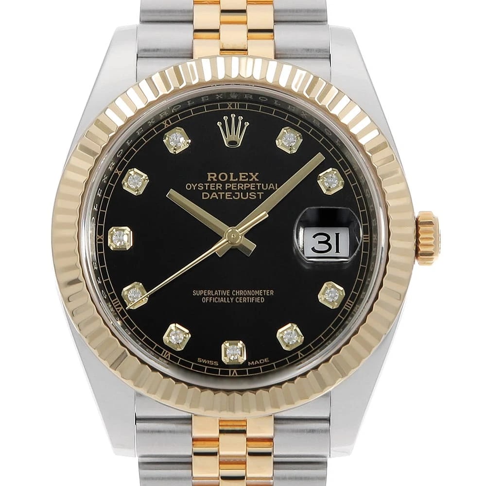 ROLEX DATEJUST DIAMOND BLACK JUBILEE BRACELET WATCH: ROLEX Datejust diamond black jubilee bracelet Watch Brand: ROLEX Type/Style: Wrist watch Material: Band Material Stainless Steel/Yellow Gold, Case Material Stainless Steel Color: Dial Color Black Size