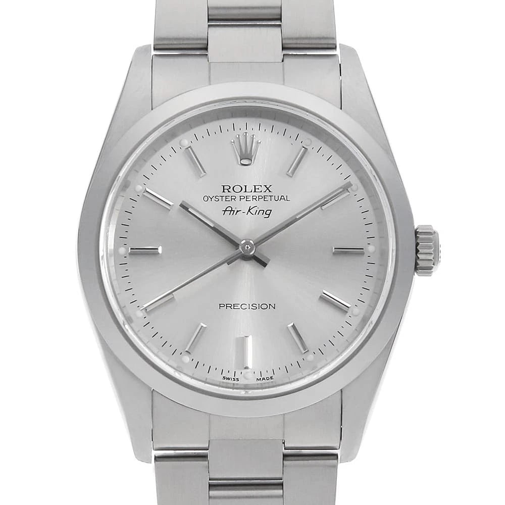 ROLEX AIR KING SILVER WATCH: ROLEX Air king Silver Watch Brand: ROLEX Type/Style: Wrist watch Material: Band Material Stainless Steel, Case Material Stainless Steel Color: Dial Color Silver Size: Case:W34mm Circumference of Wrist