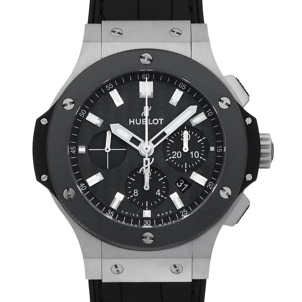 HUBLOT BIG BANG STEEL CERAMIC WATCH: HUBLOT Big Bang Steel Ceramic Watch Brand: HUBLOT Type/Style: Wrist watch Material: Band Material rubber, Case Material Stainless Steel Color: Dial Color Black Size: Case:W44mm Accessories: None