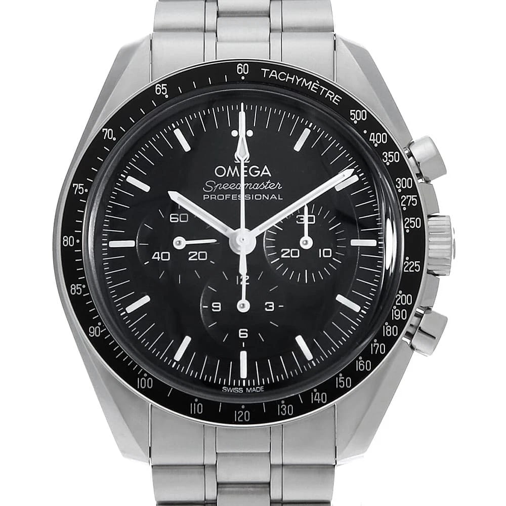 OMEGA SPEEDMASTER MOONWATCH PROFESSIONAL CHRONOMETER WATCH: OMEGA Speedmaster Moonwatch Professional Chronometer Watch Brand: OMEGA Type/Style: Wrist watch Material: Band Material Stainless Steel, Case Material Stainless Steel Color: Dial Color Black Size: