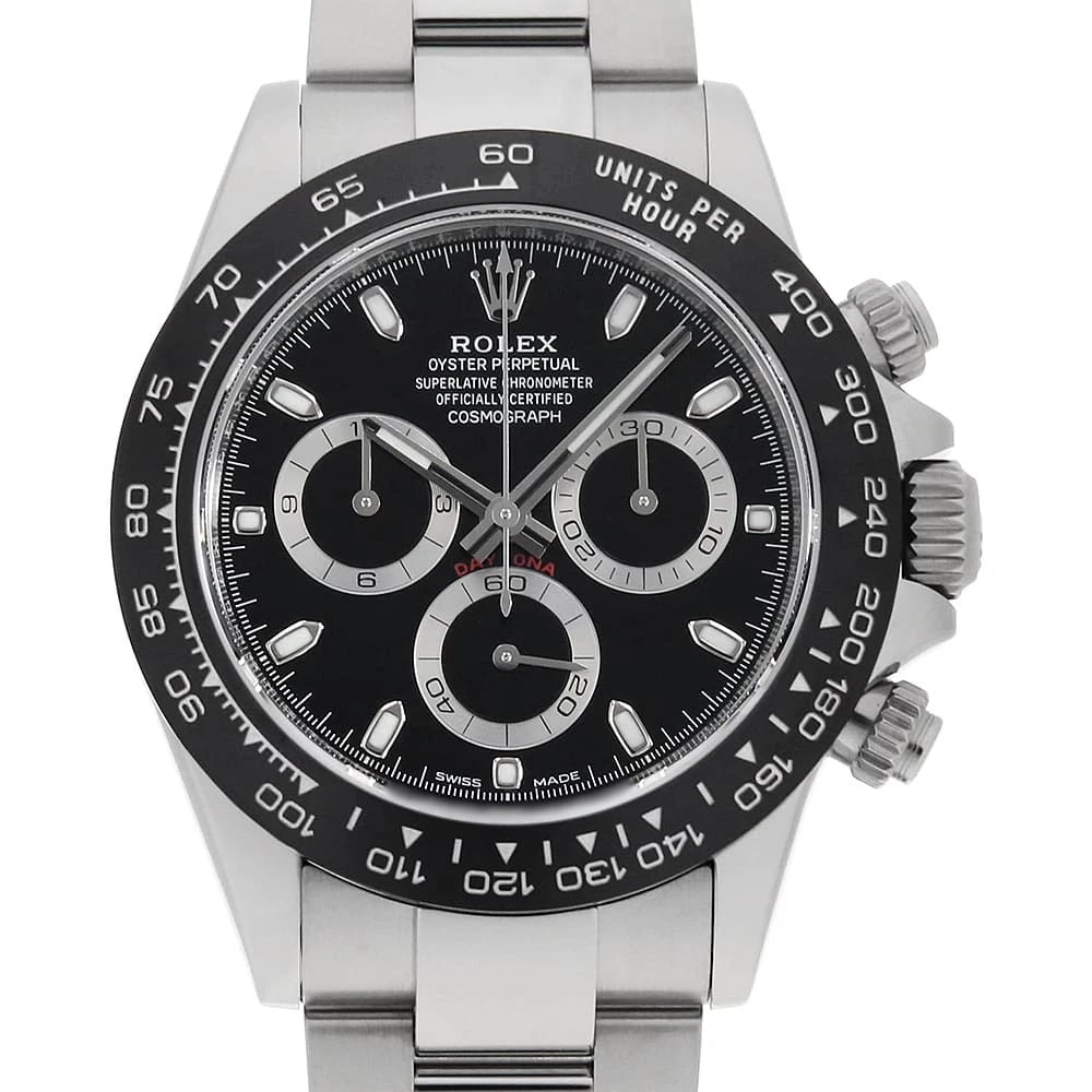 ROLEX COSMOGRAPH DAYTONA BLACK WATCH: ROLEX Cosmograph Daytona black Watch Brand: ROLEX Type/Style: Wrist watch Material: Band Material Stainless Steel, Case Material Stainless Steel Color: Dial Color Black Size: Case:W40mm Circumference