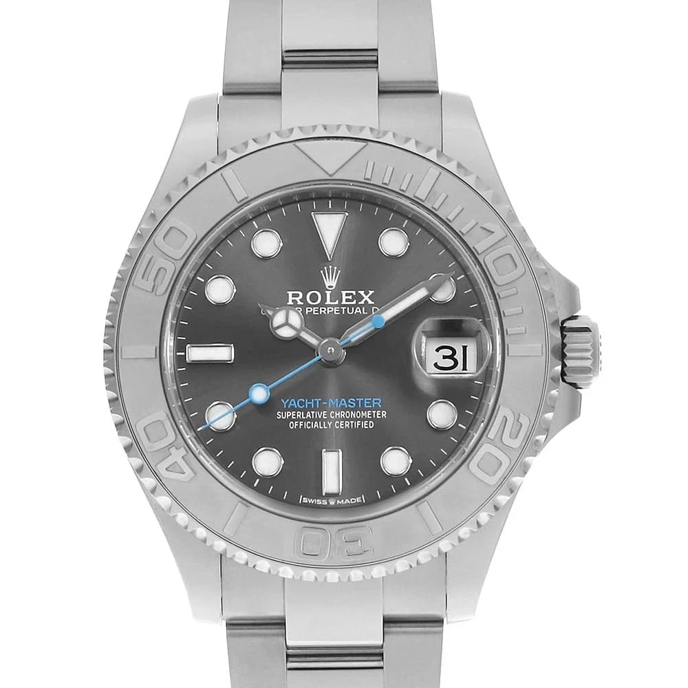 ROLEX YACHT MASTER ROLESIUM SLATE WATCH: ROLEX Yacht Master Rolesium slate Watch Brand: ROLEX Type/Style: Wrist watch Material: Band Material Stainless Steel, Case Material Stainless Steel/Platinum Color: Dial Color Slate Size: Case:W37mm