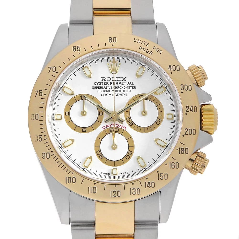 ROLEX COSMOGRAPH DAYTONA CREAM WATCH: ROLEX Cosmograph Daytona cream Watch Brand: ROLEX Type/Style: Wrist watch Material: Band Material Stainless Steel/Yellow Gold, Case Material Stainless Steel Color: Dial Color Ivory Size: Case:W40mm