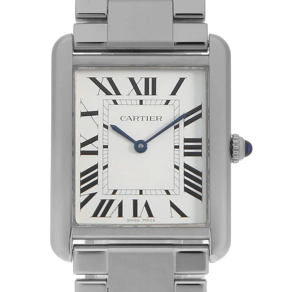 CARTIER TANK SOLO LM WATCH: Cartier Tank solo LM Watch Brand: Cartier Type/Style: Wrist watch Material: Band Material Stainless Steel, Case Material Stainless Steel Color: Dial Color Silver Size: Case:W35mm x H27.5mm