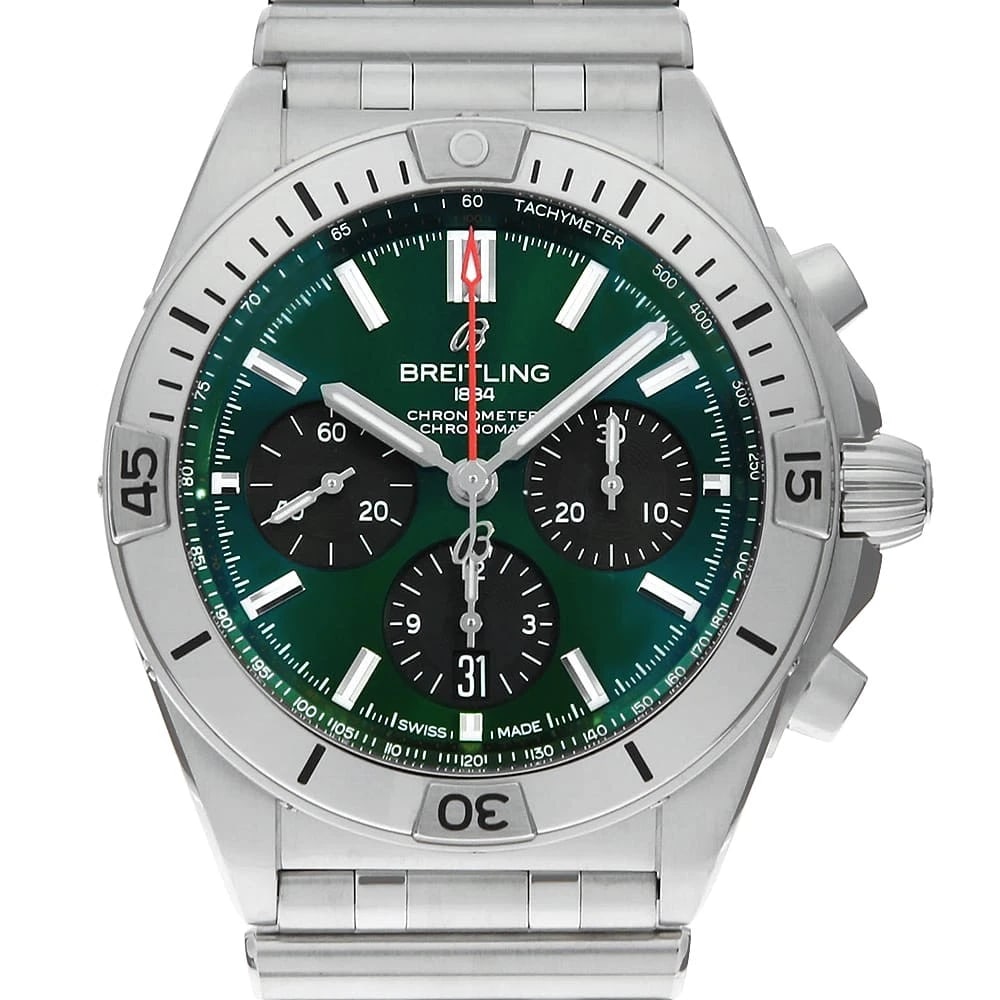 BREITLING CHRONOMAT BENTLEY WATCH: BREITLING Chronomat Bentley Watch Brand: BREITLING Type/Style: Wrist watch Material: Band Material Stainless Steel, Case Material Stainless Steel Color: Dial Color Green Size: Case:W42mm