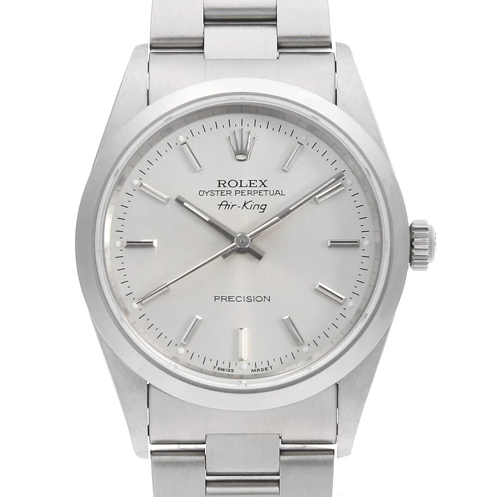ROLEX AIR KING SILVER WATCH: ROLEX Air king Silver Watch Brand: ROLEX Type/Style: Wrist watch Material: Band Material Stainless Steel, Case Material Stainless Steel Color: Dial Color Silver Size: Case:W34mm Circumference of