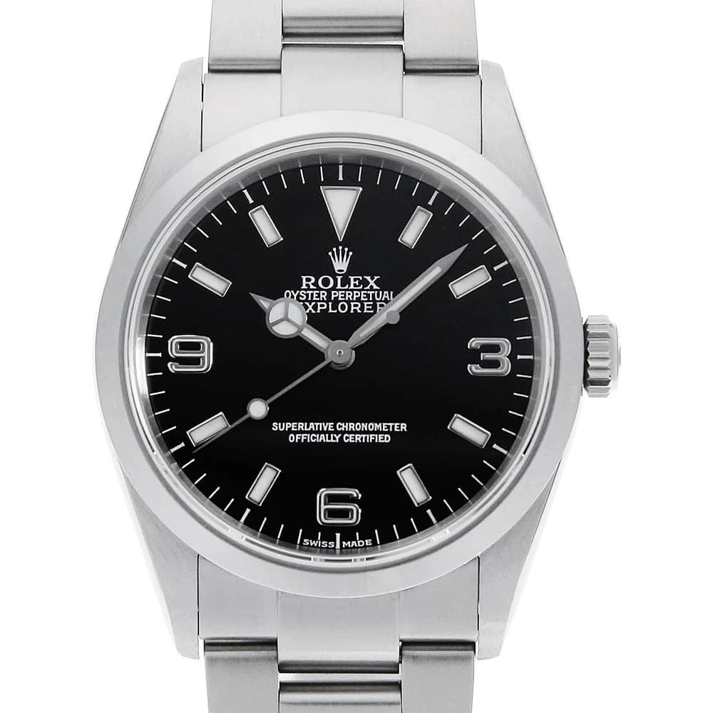ROLEX EXPLORER BLACK WATCH: ROLEX Explorer black Watch Brand: ROLEX Type/Style: Wrist watch Material: Band Material Stainless Steel, Case Material Stainless Steel Color: Dial Color Black Size: Case:W36mm Circumference of
