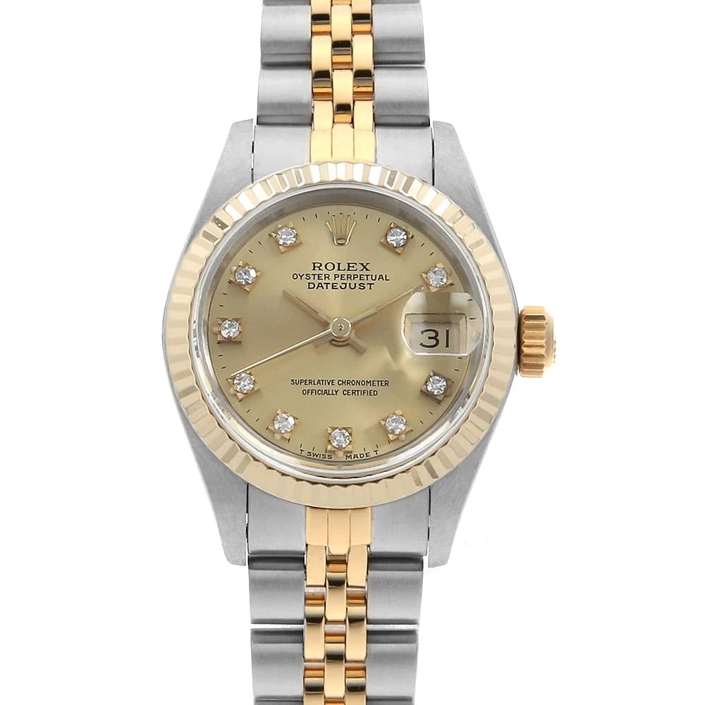 ROLEX DATEJUST DIAMOND CHAMPAGNE WATCH: ROLEX Datejust Diamond ChampagnE Watch Brand: ROLEX Type/Style: Wrist watch Material: Band Material Stainless Steel/Yellow Gold, Case Material Stainless Steel/Yellow Gold Color: Dial Color Champagne G