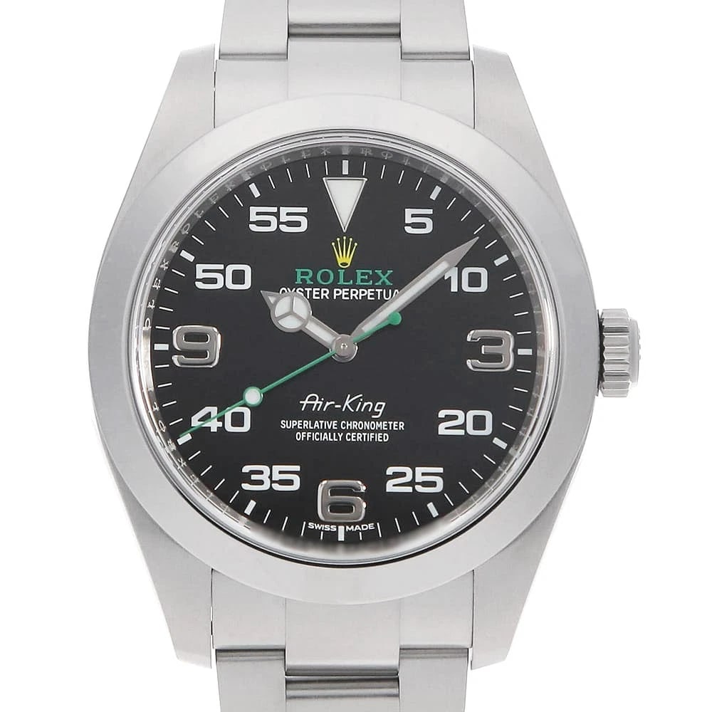 ROLEX AIR KING BLACK WATCH: ROLEX Air king black Watch Brand: ROLEX Type/Style: Wrist watch Material: Band Material Stainless Steel, Case Material Stainless Steel Color: Dial Color Black Size: Case:W40mm Circumference of Wrist:1