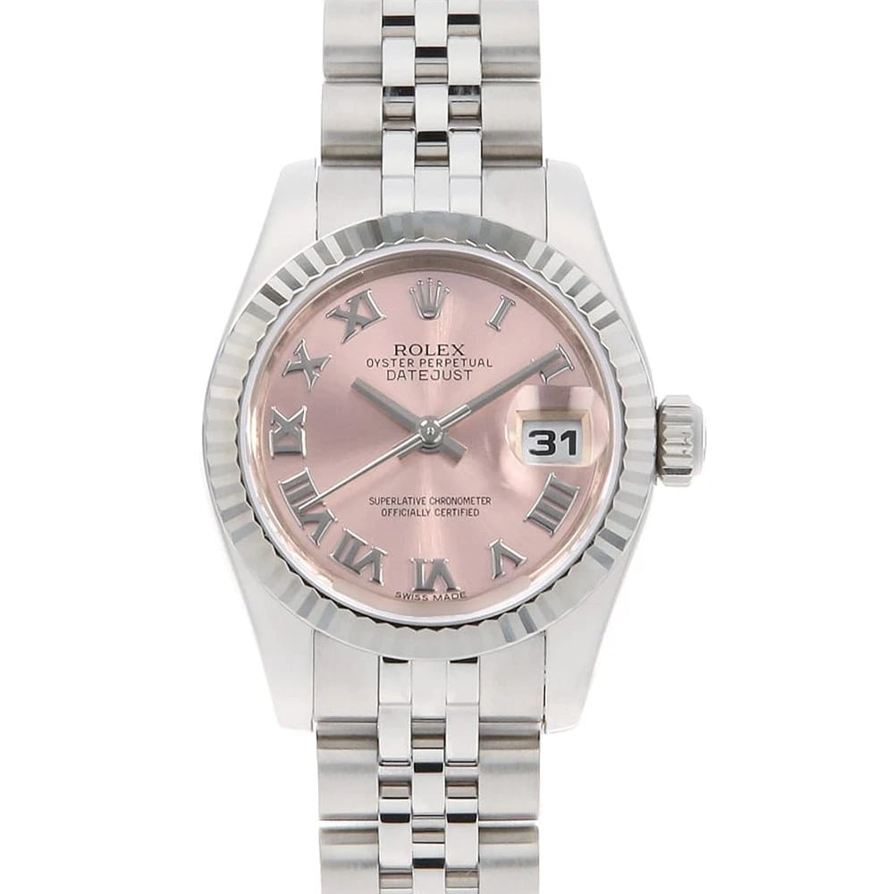 ROLEX DATEJUST PINK ROMAN WATCH: ROLEX Datejust pink Roman Watch Brand: ROLEX Type/Style: Wrist watch Material: Band Material Stainless Steel, Case Material Stainless Steel Color: Dial Color Pink Size: Case:W26mm Circumference of Wri