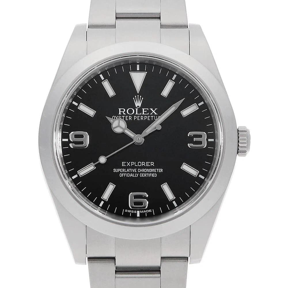 ROLEX EXPLORER BLACK WATCH: ROLEX Explorer black Watch Brand: ROLEX Type/Style: Wrist watch Material: Band Material Stainless Steel, Case Material Stainless Steel Color: Dial Color Black Size: Case:W39mm Circumference of