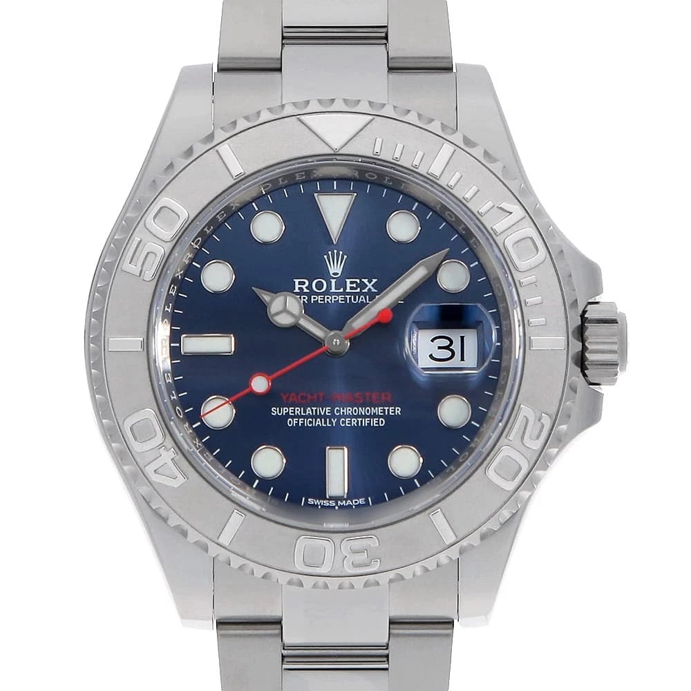 ROLEX YACHT MASTER ROLESIUM BLUE WATCH: ROLEX Yacht Master Rolesium blue Watch Brand: ROLEX Type/Style: Wrist watch Material: Band Material Stainless Steel, Case Material Stainless Steel/Platinum Color: Dial Color Blue Size: Case:W40mm