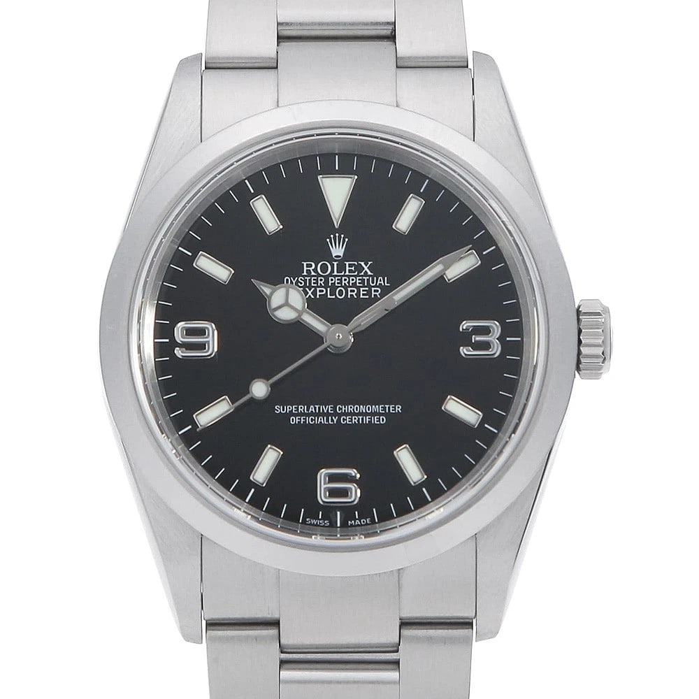 ROLEX EXPLORER BLACK WATCH: ROLEX Explorer black Watch Brand: ROLEX Type/Style: Wrist watch Material: Band Material Stainless Steel, Case Material Stainless Steel Color: Dial Color Black Size: Case:W36mm Circumference of