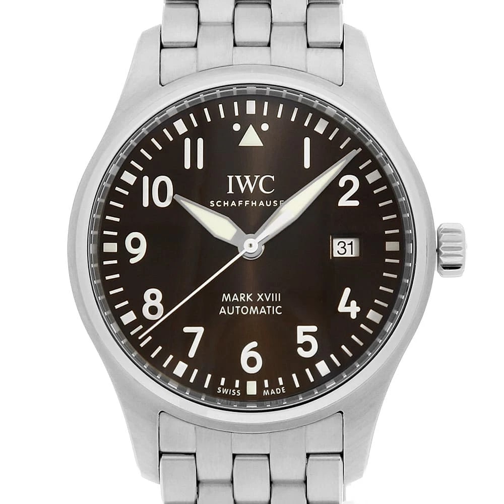 IWC PILOT'S WATCH: IWC Pilot's Watch Brand: IWC Type/Style: Wrist watch Material: Band Material Stainless Steel, Case Material Stainless Steel Color: Dial Color Brown Size: Case:W40mm Circumference of Wrist:18.5cm A