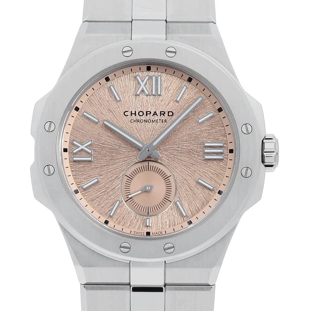 CHOPARD ALPINE EAGLE WATCH: Chopard Alpine Eagle Watch Brand: Chopard Type/Style: Wrist watch Material: Band Material Stainless Steel, Case Material Stainless Steel Color: Dial Color Pink Size: Case:W41mm Circumference of Wrist: