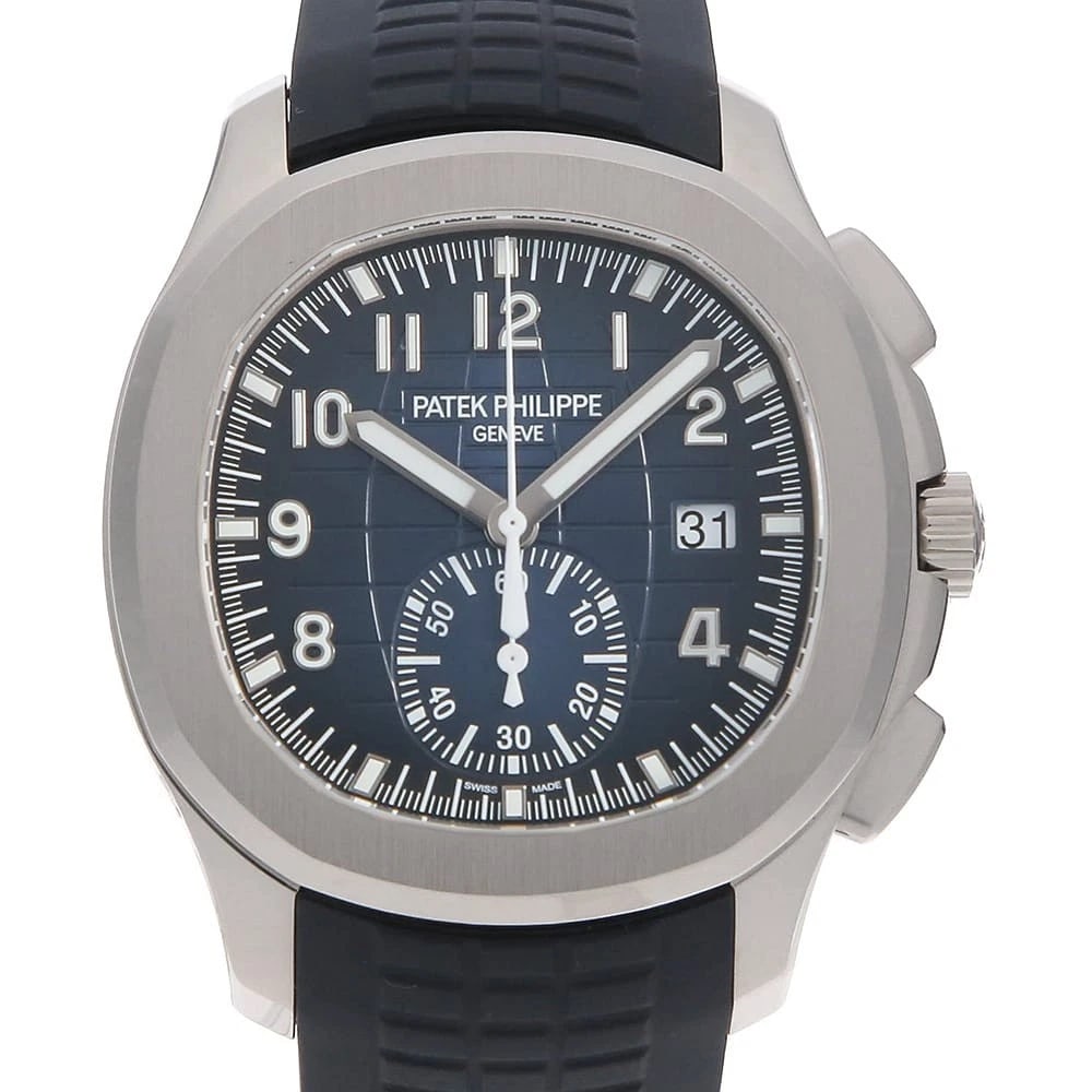 PATEK PHILIPPE AQUANAUT CHRONOGRAPH WATCH: PATEK PHILIPPE Aquanaut Chronograph Watch Brand: PATEK PHILIPPE Type/Style: Wrist watch Material: Band Material rubber, Case Material White Gold Color: Dial Color Blue Size: Case:W42mm Circumference o