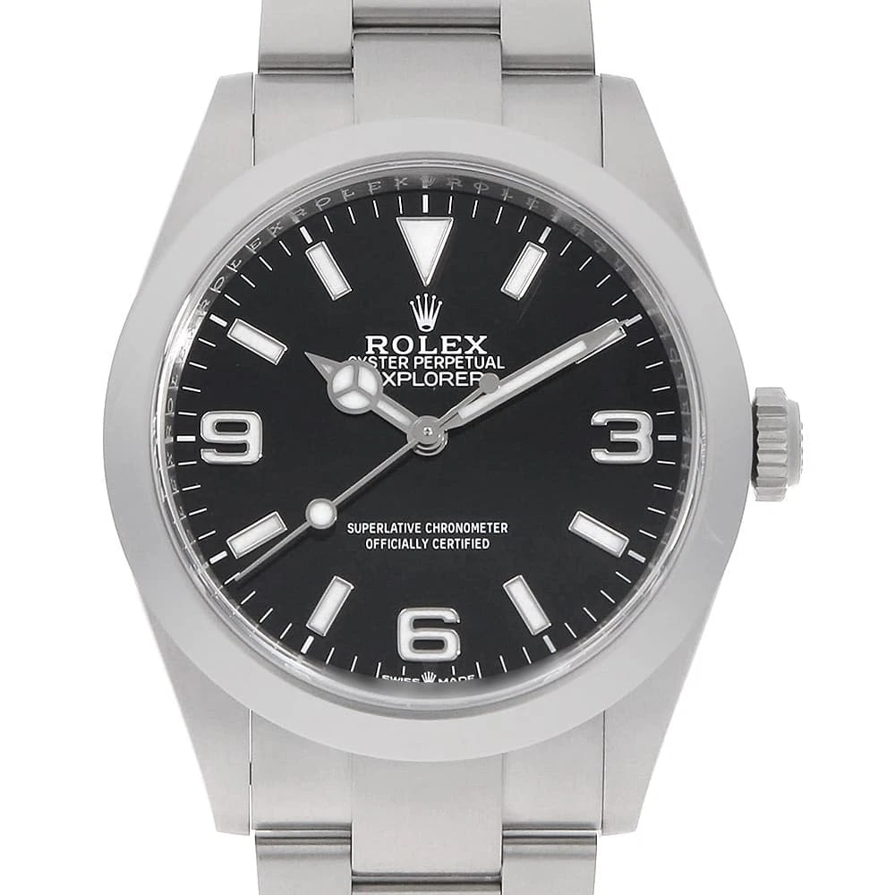 ROLEX EXPLORER BLACK WATCH: ROLEX Explorer black Watch Brand: ROLEX Type/Style: Wrist watch Material: Band Material Stainless Steel, Case Material Stainless Steel Color: Dial Color Black Size: Case:W40mm Circumference of Wrist:1