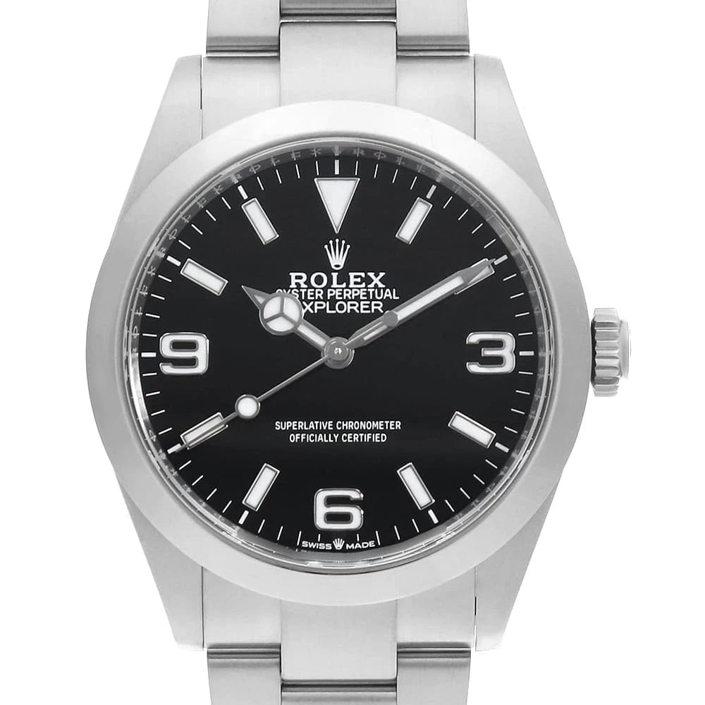 ROLEX EXPLORER BLACK WATCH: ROLEX Explorer black Watch Brand: ROLEX Type/Style: Wrist watch Material: Band Material Stainless Steel, Case Material Stainless Steel Color: Dial Color Black Size: Case:W40mm Circumference of Wrist:1