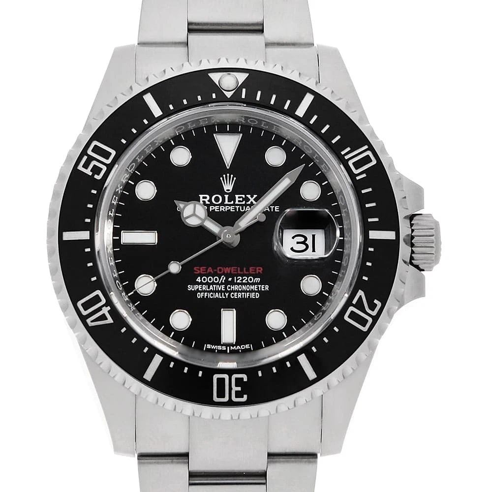 ROLEX SEA-DWELLER BLACK WATCH: ROLEX SEA-DWELLER black Watch Brand: ROLEX Type/Style: Wrist watch Material: Band Material Stainless Steel, Case Material Stainless Steel Color: Dial Color Black Size: Case:W43mm Circumference of