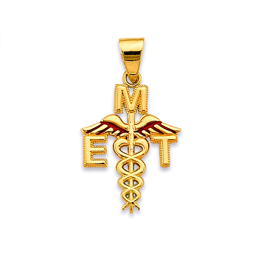 14KY EMT SYMBOL PENDANT: 14KY EMT Symbol Pendant Type: Pendant Material Type: 14k Gold Material Color: Yellow Avg. Weight: 1.87 Gr. Size: Height : 25 mm, Width : 15 mm Accessories: None Notice: When purchasing pre