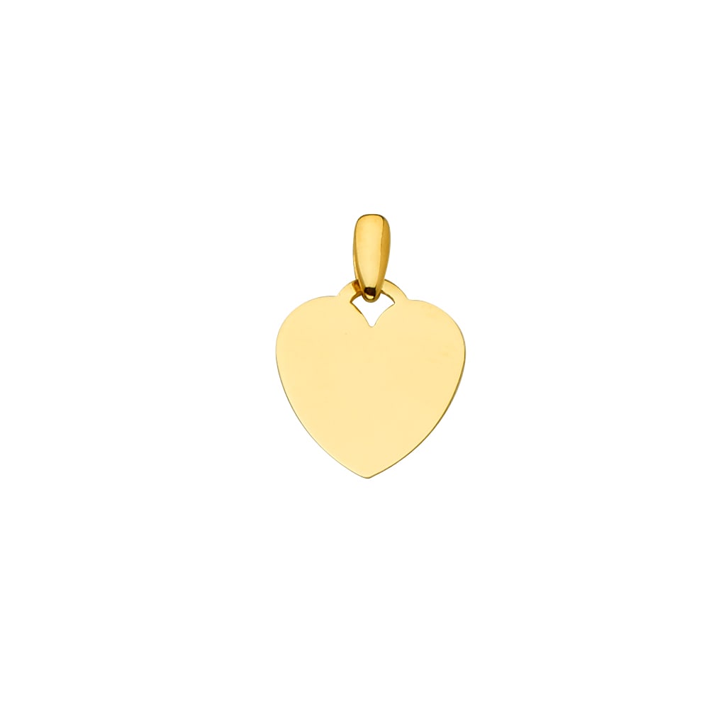 14KY ENGRAVABLE HEART PENDANT: 14KY Engravable Heart Pendant Type: Pendant Material Type: 14k Gold Material Color: Yellow Avg. Weight: 1.57 Gr. Size: Height : 20 mm,Width : 15 mm Accessories: None Notice: When purchasin