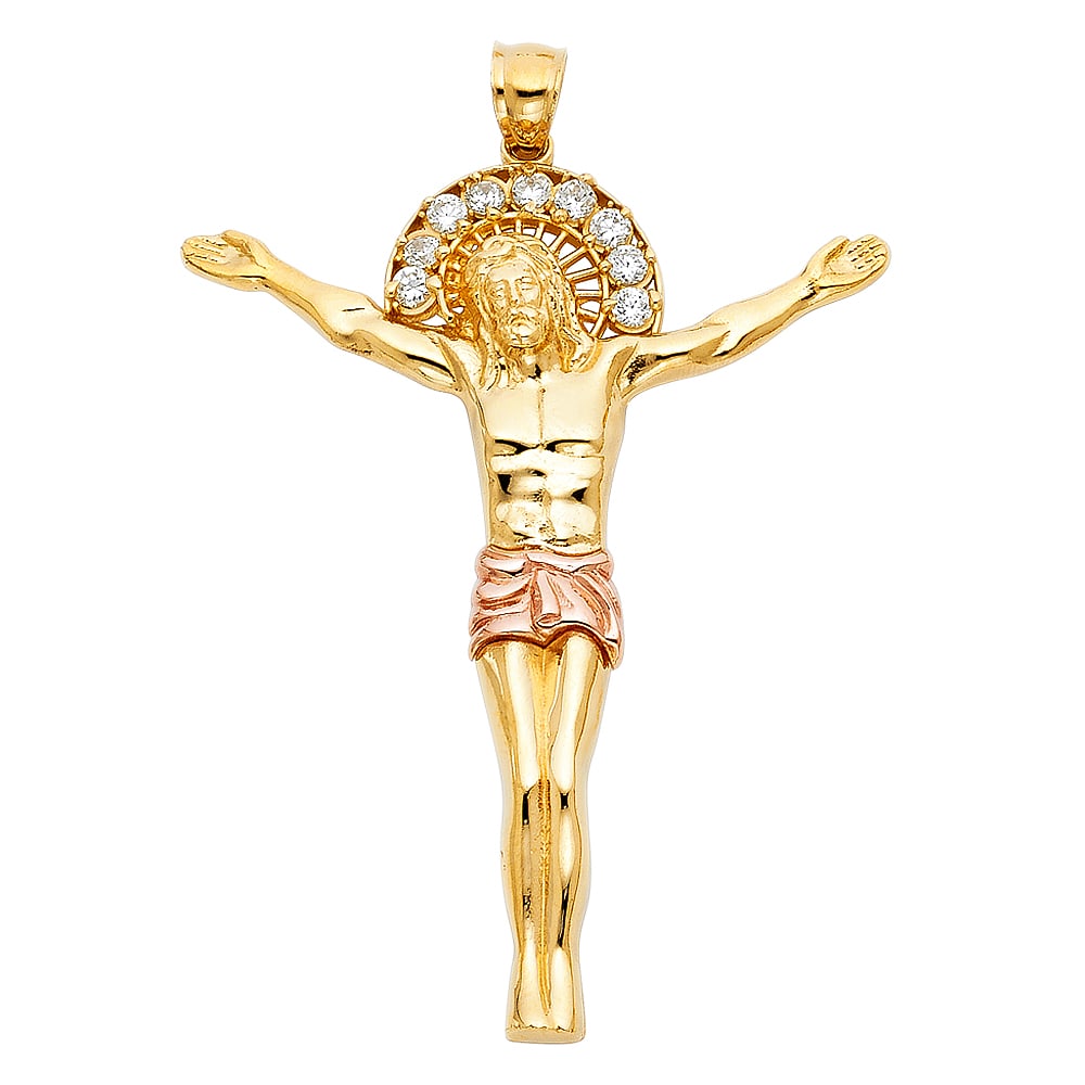 14K 2T CZ JESUS CHRIST BODY PENDANT (1 of 4)