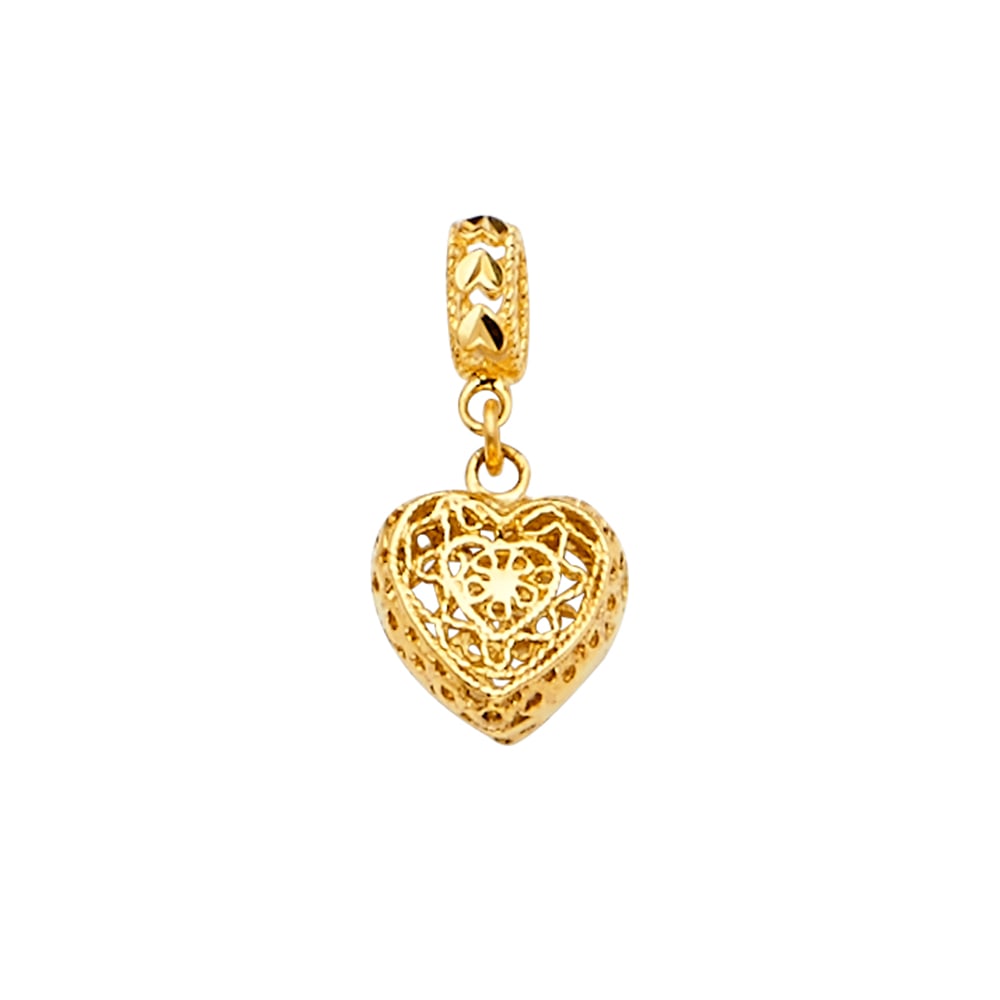 14KY HEART CHARM FOR MIX&MATCH BRACELET: 14KY Heart Charm for Mix&Match Bracelet Type: Pendant Material Type: 14k Gold Material Color: Yellow Avg. Weight: 1.23 Gr. Size: Height : 20 mm,Width : 10 mm Accessories: None Notice: When