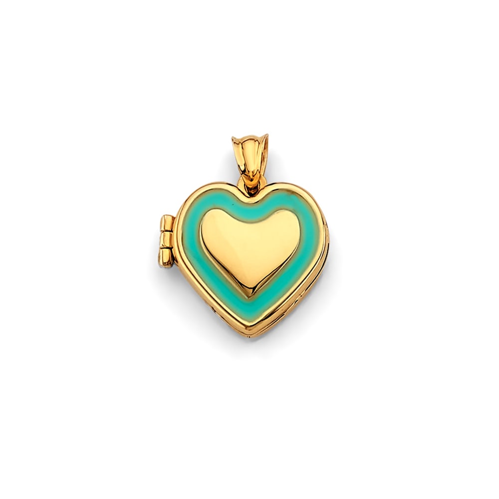 14KY HEART LOCKET PENDANT: 14KY Heart Locket Pendant Type: Pendant Material Type: 14k Gold Material Color: Yellow Avg. Weight: 1.75 Gr. Size: Height : 15 mm, Width : 15 mm Accessories: None Notice: When purchasing p