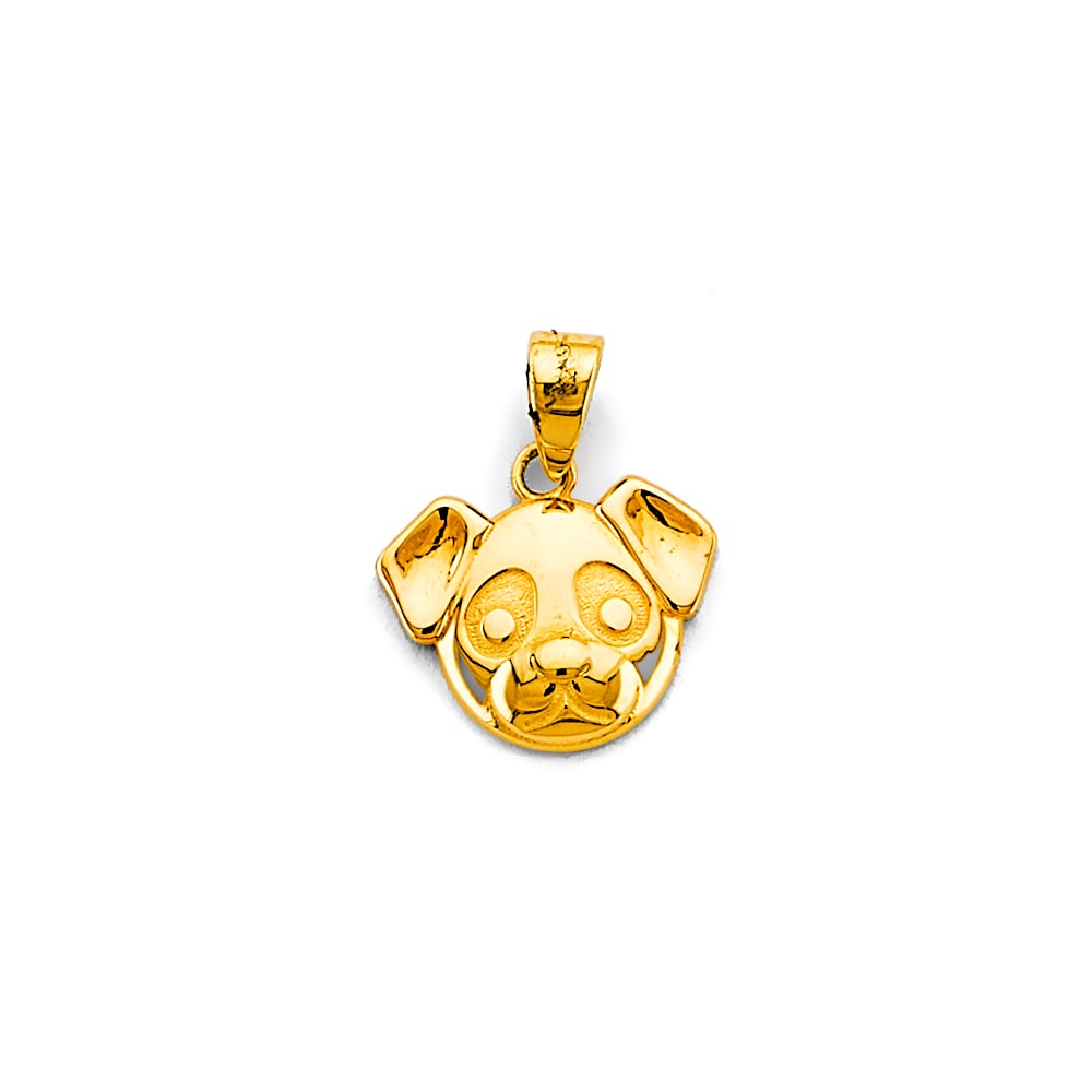 14KY SMALL DOG FACE PENDANT: 14KY Small Dog Face Pendant Type: Pendant Material Type: 14k Gold Material Color: Yellow Avg. Weight: 1.09 Gr. Size: Height : 15 mm, Width : 13 mm Accessories: None Notice: When purchasing